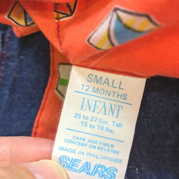 Vintage Sears Outfit Baby Boys Size 3-6m School Overalls - Picture 5 of 5